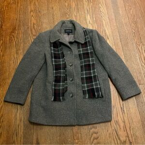 London Fog Wool Blend Coat Women's Size 16 Gray with Scarf